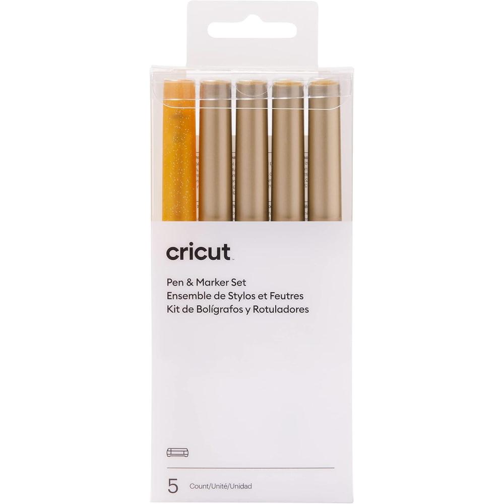 imageCricut Multi Pen Set Gold 5 ct  For Explore Maker ampamp Venture Machines  Includes Gold Glitter Gel Pen Marker ampamp Calligraphy Markers5 Count Pack of 1