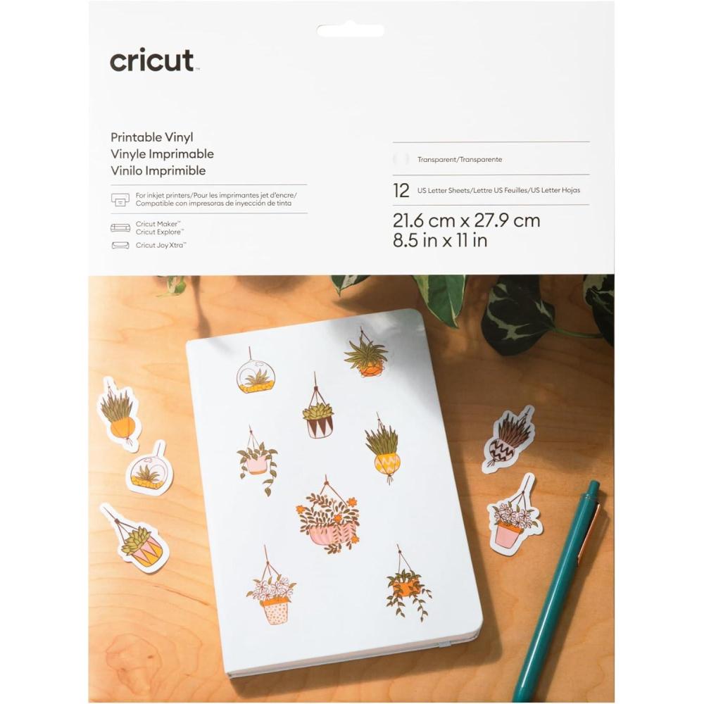 imageCricut Printable Vinyl  Transparent 812quot x 11quot Pkg of 12