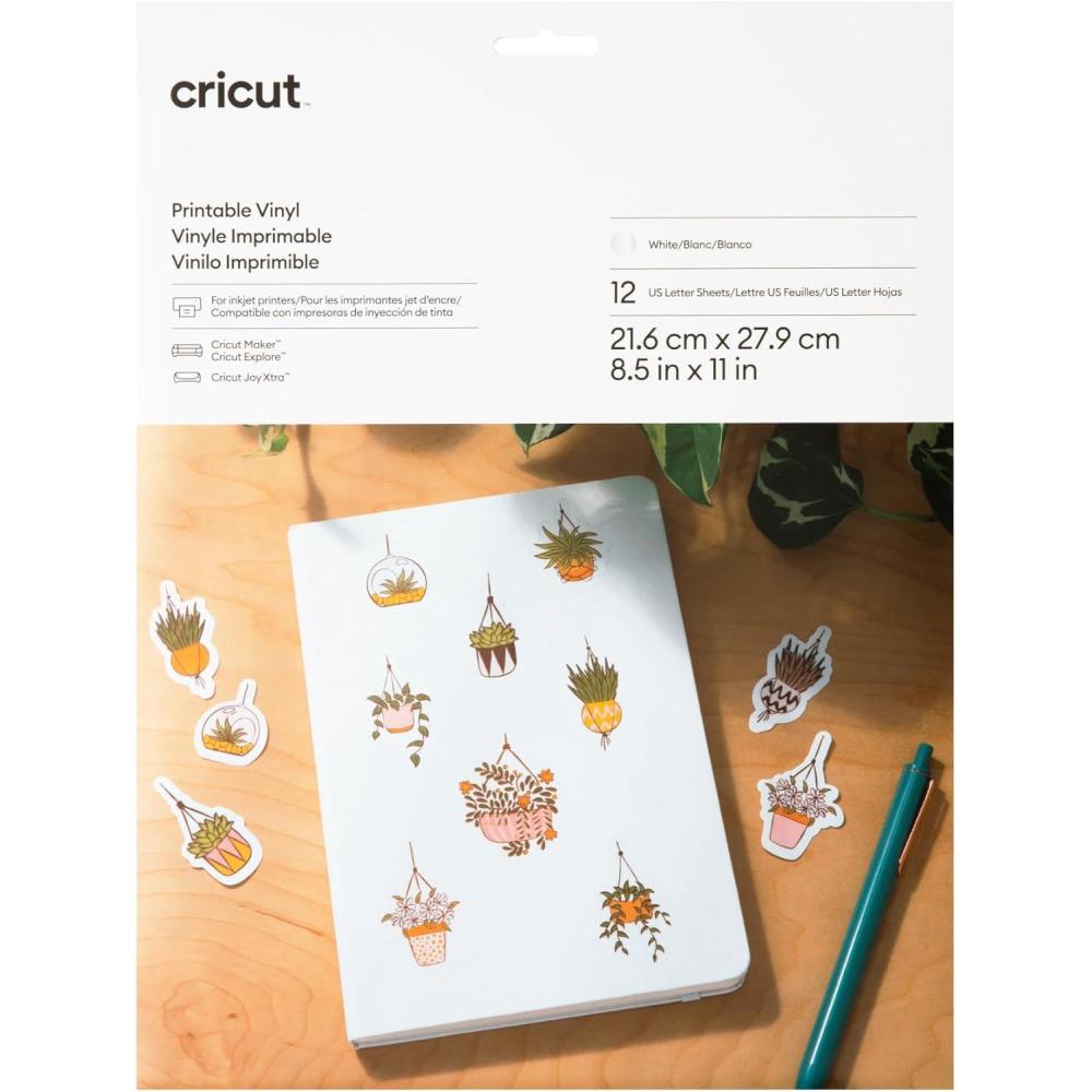 imageCricut Printable Vinyl 10 Count Printable Vinyl for Letter Stickers Labels ampamp Decor Vinyl Paper for Inkjet Printer Compatible with Cricut Maker Explore 3 ampamp Cricut Joy Xtra Machines GoldWhite