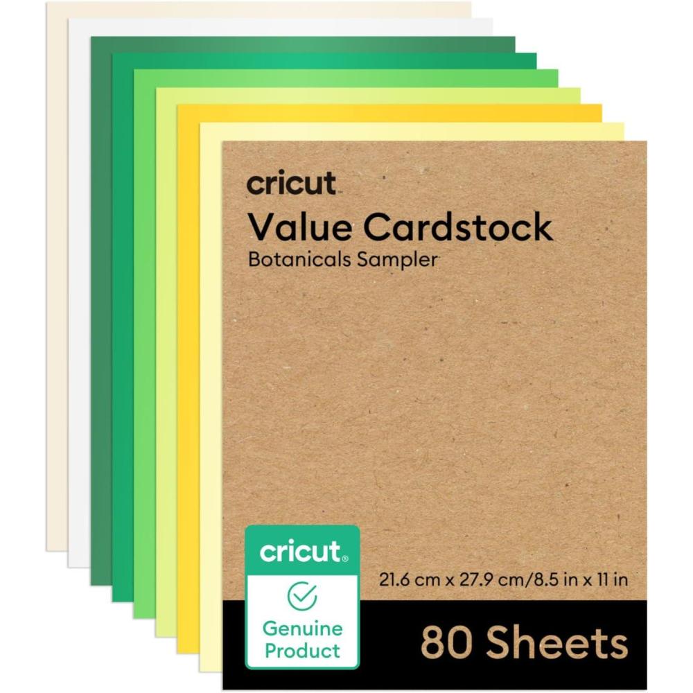 imageCricut Value Cardstock Paper Neutrals Sampler  80 sheets 85quot x 11quot  Compatible with Joy Xtra Explore ampamp Maker Machines  Letter SizeBotanicals