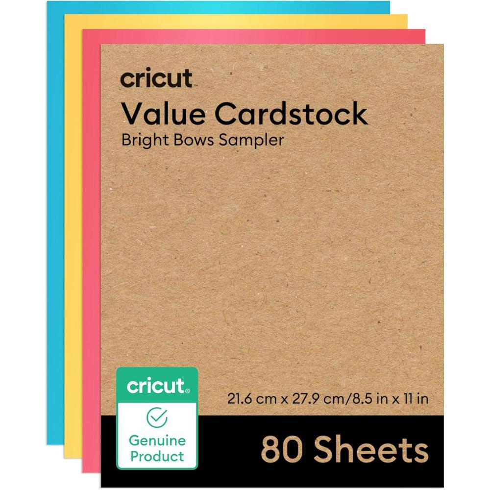 imageCricut Value Cardstock Paper Neutrals Sampler  80 sheets 85quot x 11quot  Compatible with Joy Xtra Explore ampamp Maker Machines  Letter SizeBright Bows