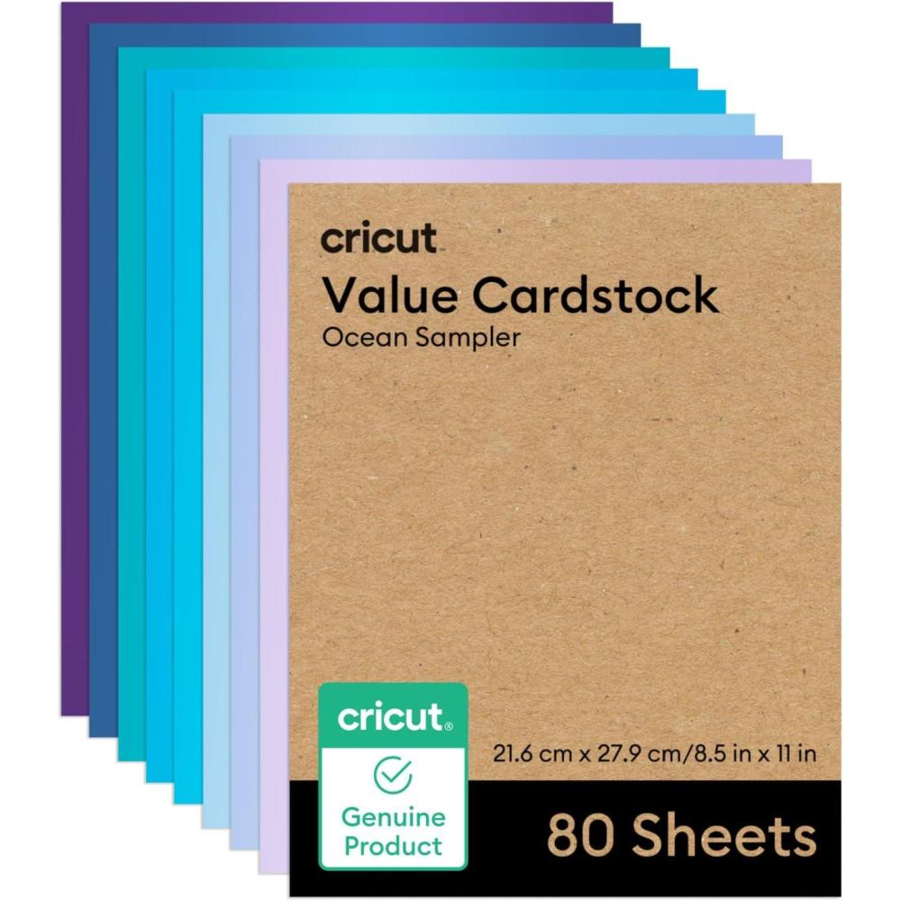 imageCricut Value Cardstock Paper Neutrals Sampler  80 sheets 85quot x 11quot  Compatible with Joy Xtra Explore ampamp Maker Machines  Letter SizeOcean