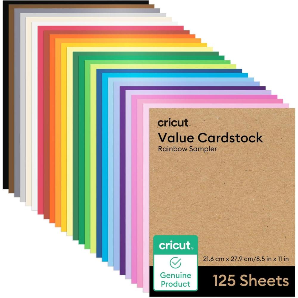 imageCricut Value Cardstock Paper Neutrals Sampler  80 sheets 85quot x 11quot  Compatible with Joy Xtra Explore ampamp Maker Machines  Letter SizeRainbow