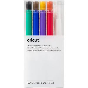 Cricut Joy Watercolor Marker and Brush Set 9 Colors, Paint Markers for DIY Creative Projects for Cricut Maker or Explore(1 Count (Pack of 1))