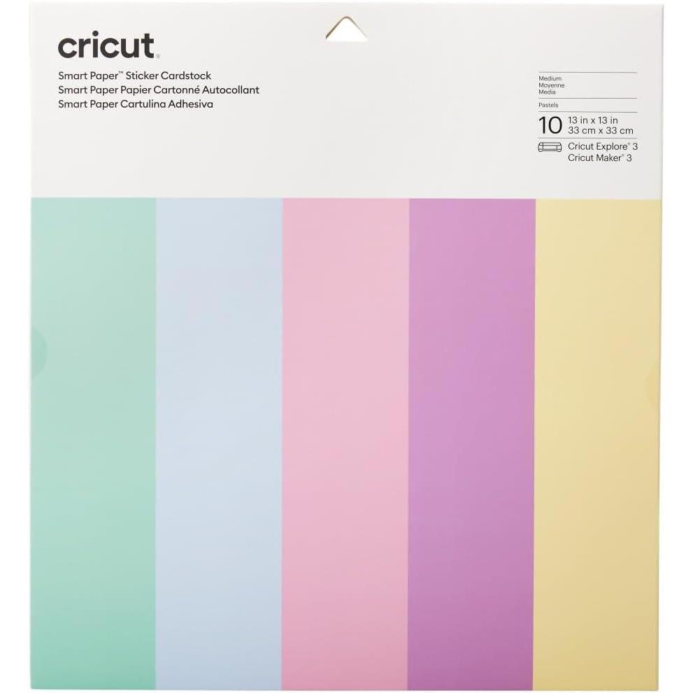 imageCricut Smart Paper Sticker Cardstock  10 Sheets  13in x 13in  Adhesive Paper for Stickers  Compatible with Cricut Explore 3Maker 3  WhitePastels