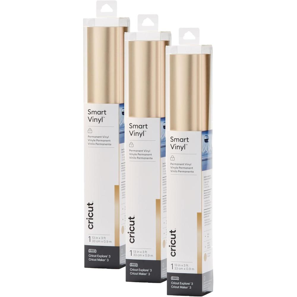 imageCricut Smart Permanent Vinyl Matte Metallic Champagne  3Pack of 3ft Rolls 13quotx36quot  Matless Cutting up to 12ft  Compatible with Maker ampamp Explore Machines