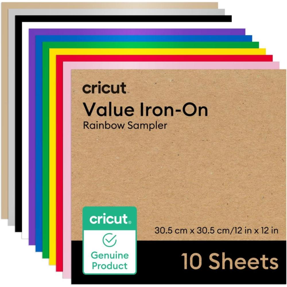 imageCricut Value IronOn Rainbow Sampler  12 in x 12 in 40 ct HTV Heat Transfer Vinyl10Pack