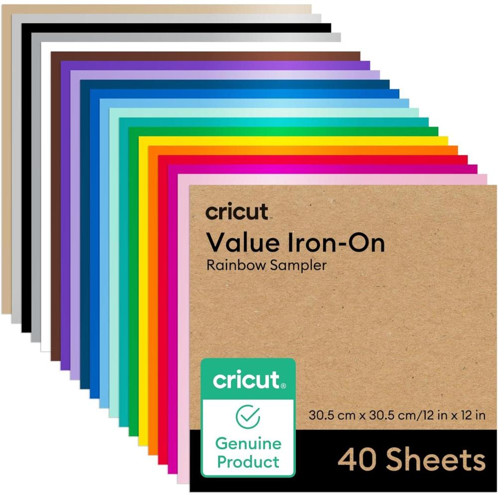 imageCricut Value IronOn Rainbow Sampler  12 in x 12 in 40 ct HTV Heat Transfer Vinyl40Pack