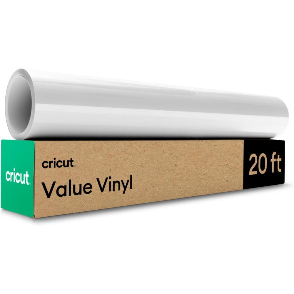 imageCricut Value Permanent Vinyl Matte Silver 12in x 20ft RollGlossy White
