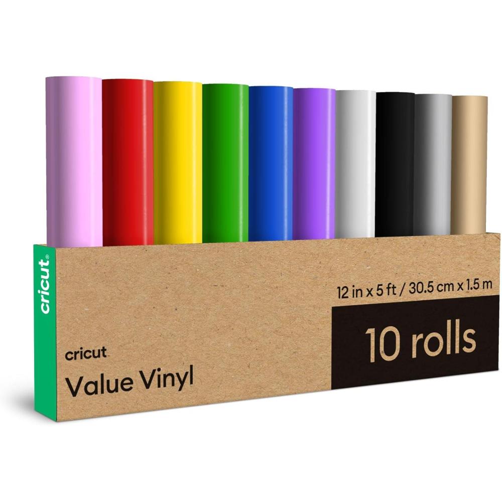 imageCricut Value Permanent Vinyl Rainbow Sampler 12in x 12in 25 ct10Roll Pack