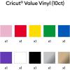 Cricut Value Permanent Vinyl, Rainbow Sampler 12in x 12in (25 ct)(10-Roll Pack)