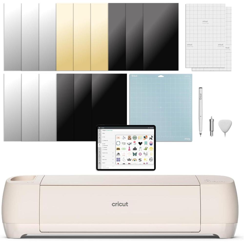 imageCricut Explore 4  Smart Cutting Machine Seashell  Engagement Bundle  Includes Smart Vinyl Cardstock Transfer Tape Iron On HTV Mat Pens Tool Kit ampamp 25 Images in Design Space AppMachine Only