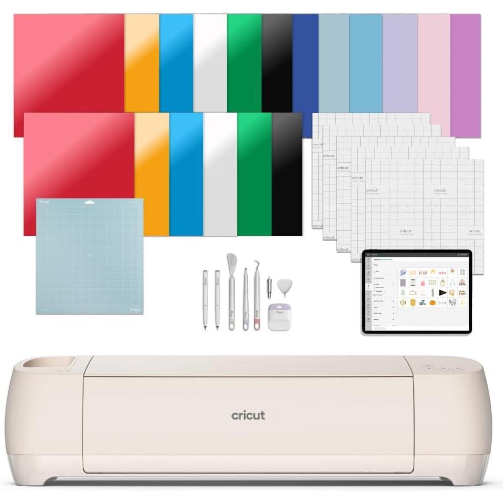 imageCricut Explore 4  Smart Cutting Machine Seashell  Engagement Bundle  Includes Smart Vinyl Cardstock Transfer Tape Iron On HTV Mat Pens Tool Kit ampamp 25 Images in Design Space AppEngagement Bundle