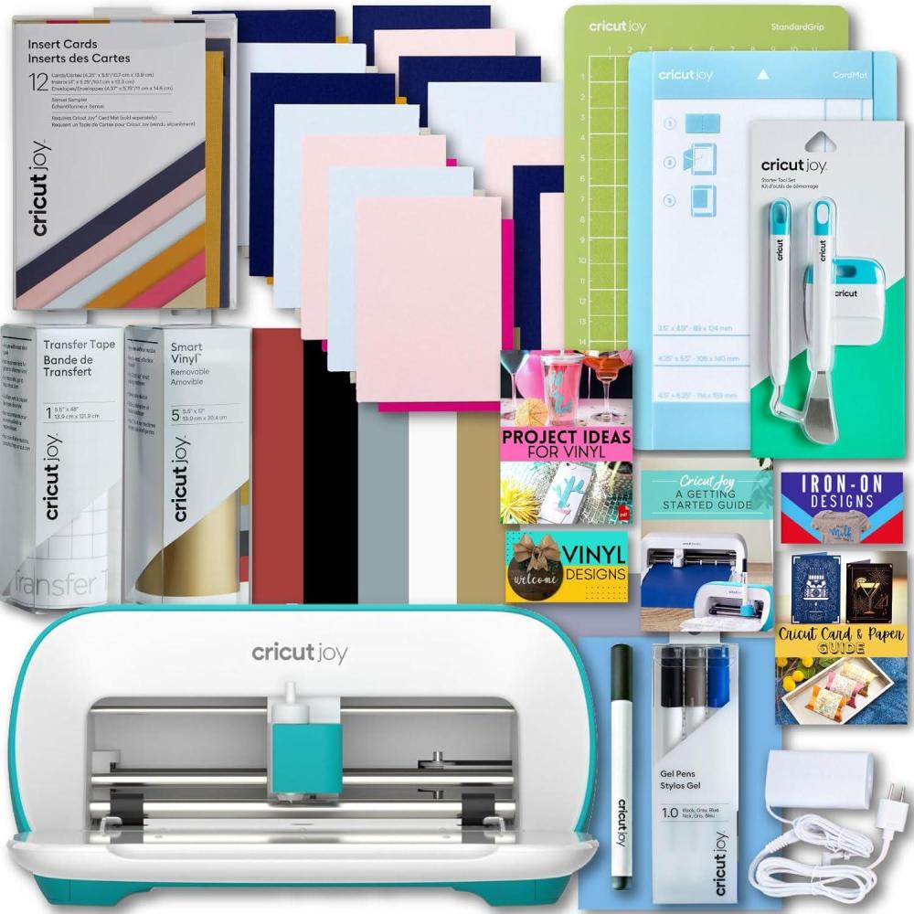 imageCricut Joy Machine with Smart Vinyl Transfer Tape and Weeding Tool Bundle  Craft Machine Set with Materials to Start DIY Decor and Projects with This Beginner Friendly Cutting Machine and ToolsJoy Machine with Cards  Vinyl