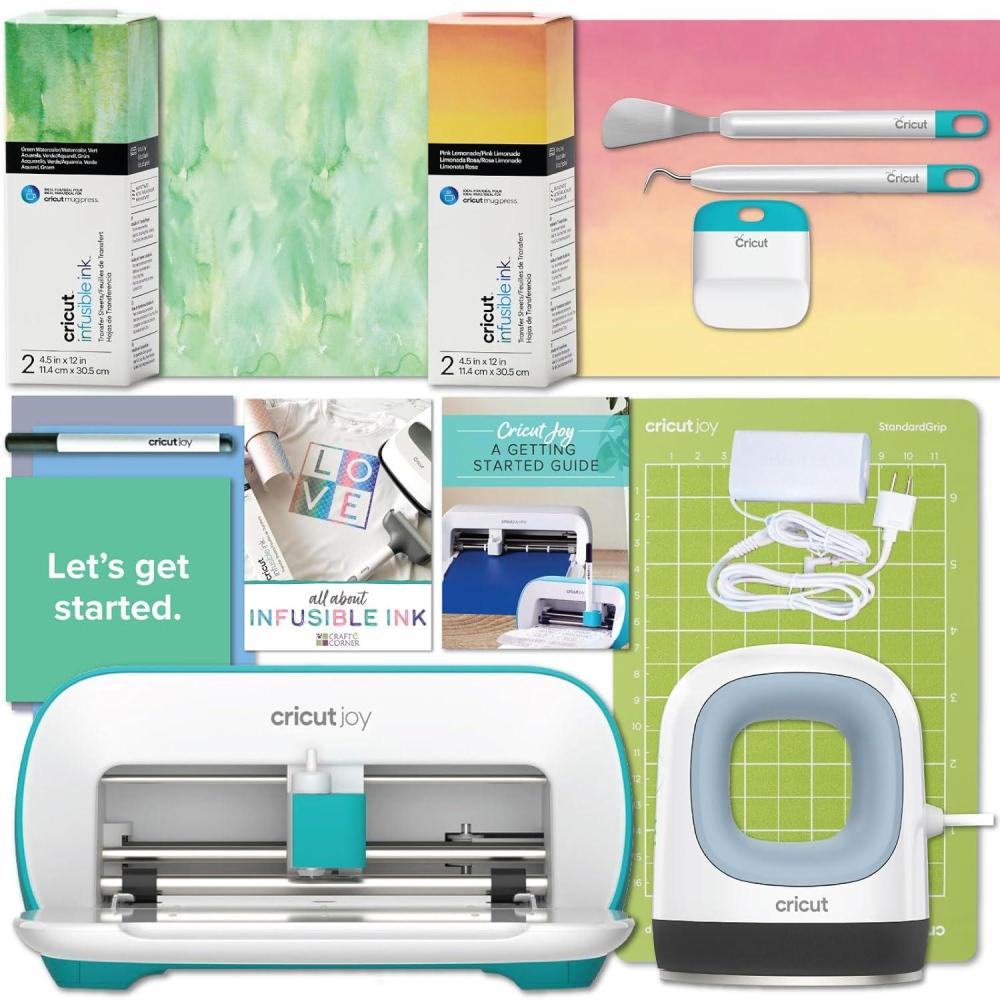 imageCricut Joy Machine with Smart Vinyl Transfer Tape and Weeding Tool Bundle  Craft Machine Set with Materials to Start DIY Decor and Projects with This Beginner Friendly Cutting Machine and ToolsJoy with Mini Press and Infusible Ink