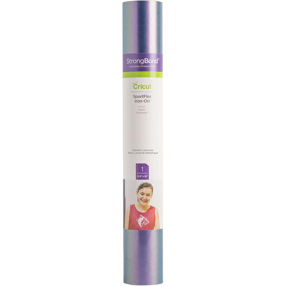 imageCricut Sportflex Iron On  Silver 2Pack of 2ft Rolls 12quotx24quot HTV Heat Transfer Vinyl for Sportswear Polyester ampamp Nylon  Compatible Heat Press  Maker ampamp Explore MachinesMetallic Lavender