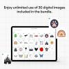 Cricut Maker 3 & Digital Content Library Bundle – Includes 30 Images in Design Space App – Smart Cutting Machine, 2X Faster & 10X Cutting Force, Cuts 300+ Materials, Blue(Iron On Starter Kit)