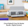 Cricut Maker 3 & Digital Content Library Bundle – Includes 30 Images in Design Space App – Smart Cutting Machine, 2X Faster & 10X Cutting Force, Cuts 300+ Materials, Blue(Iron On Starter Kit)
